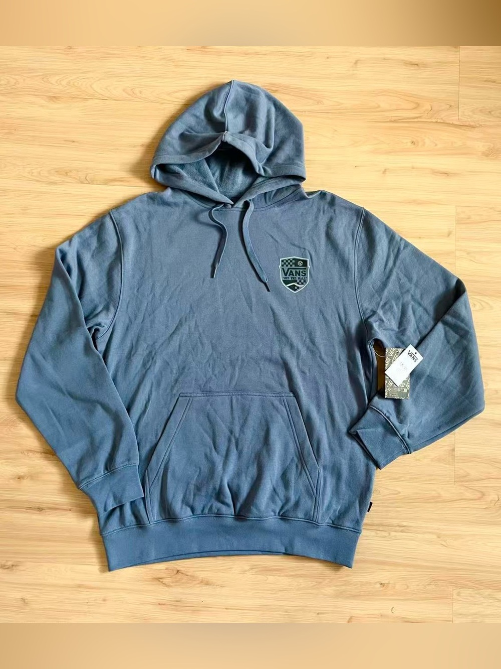 Vans Off The Wall Hoodie Blue Pullover Sweatshirt Checker Logo Streetwear Men M
